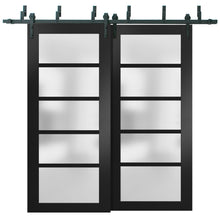 Load image into Gallery viewer, Sliding Closet Frosted Glass Barn Bypass Doors | Quadro 4002 | Black Matte - Home