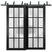 Load image into Gallery viewer, Sliding Closet 12 Lites Frosted Glass Barn Bypass Doors | Felicia 3312 | Matte Black