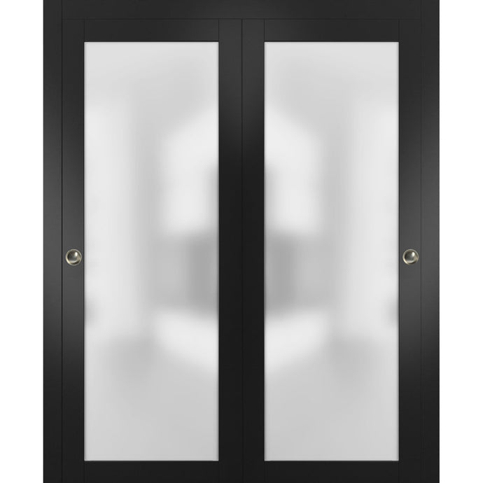 Sliding Closet Bypass Doors Frosted Glass | Planum 2102 | Black Matte