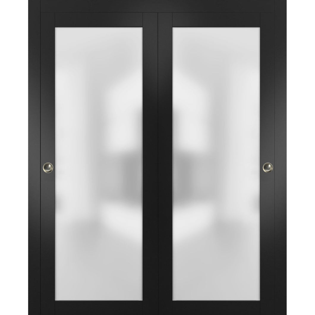 Sliding Closet Bypass Doors Frosted Glass | Planum 2102 | Black Matte