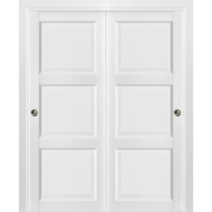 Sliding Closet Bypass Doors with hardware | Lucia 2661 | White Silk - 36’’ x 80’’ (2* 18x80) - Pocket