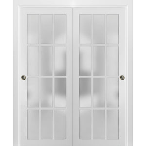 Sliding Closet 12 Lites Bypass Doors | Felicia 3312 | White Silk