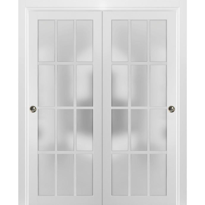 Sliding Closet 12 Lites Bypass Doors | Felicia 3312 | White Silk - 36’’ x 80’’ (2* 18x80) - Home