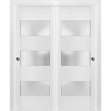 Load image into Gallery viewer, Sliding Closet Frosted Glass Bypass Doors | Lucia 4070 | White Silk