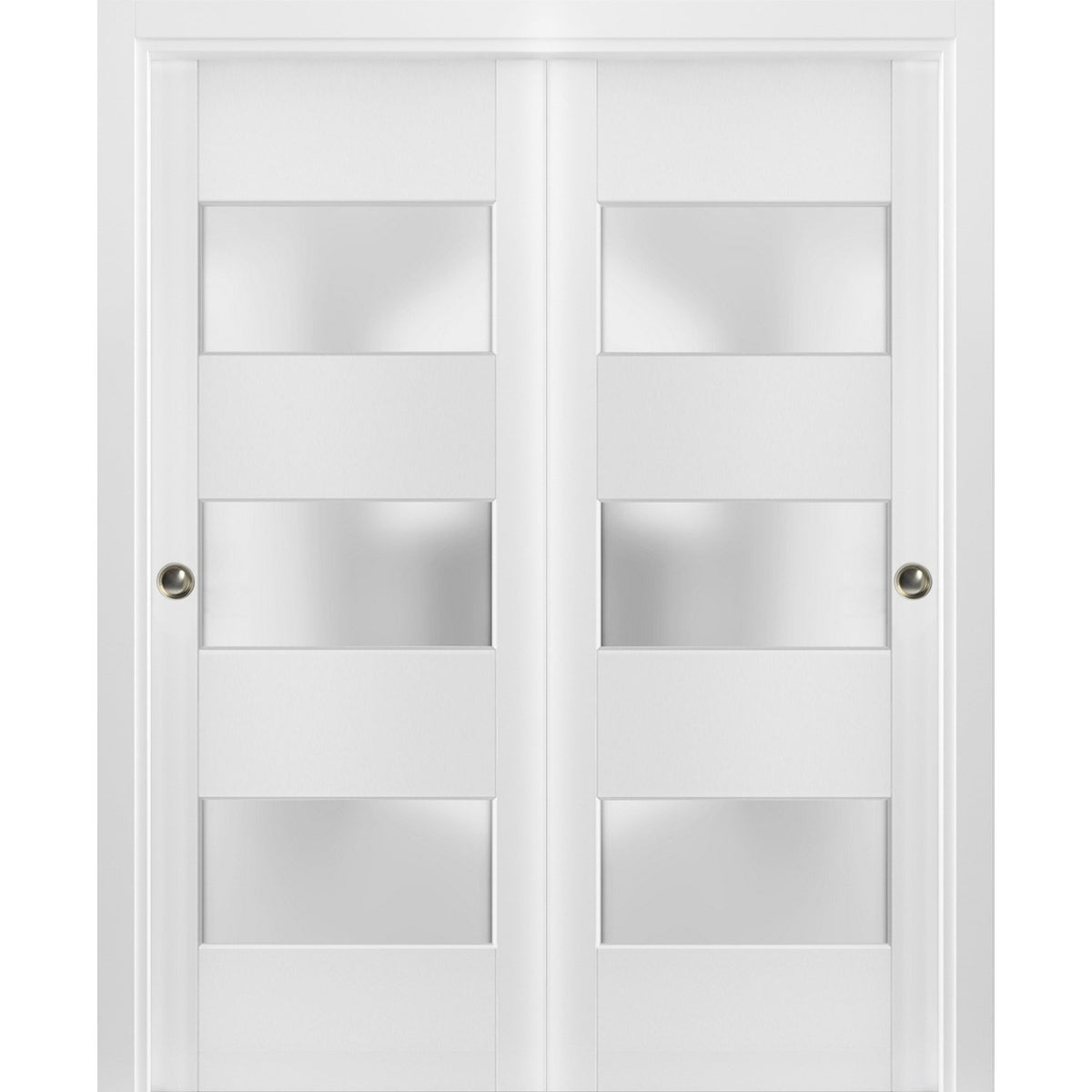 Sliding Closet Frosted Glass Bypass Doors | Lucia 4070 | White Silk ...