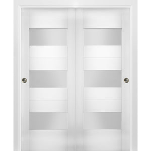 Sliding Closet Opaque Glass Bypass Doors | Sete 6003 | White Silk