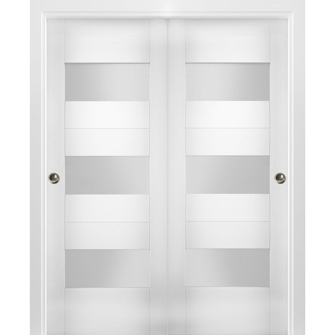 Sliding Closet Opaque Glass Bypass Doors | Sete 6003 | White Silk