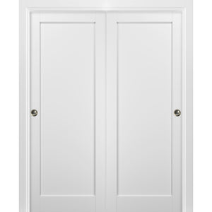 Sliding Closet Bypass Doors with Hardware | Quadro 4111 | White Silk