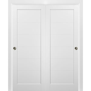 Sliding Closet Bypass Doors with hardware | Quadro 4115 | White Silk - Home