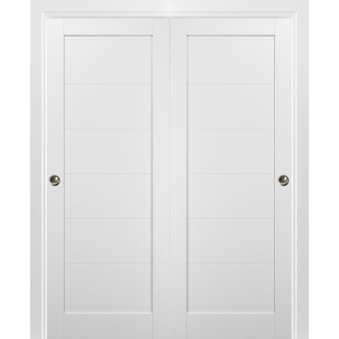 Sliding Closet Bypass Doors with hardware | Quadro 4115 | White Silk - Home