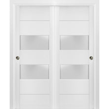 Load image into Gallery viewer, Sliding Closet Frosted Glass 2 Lites Bypass Doors | Lucia 4010 | White Silk
