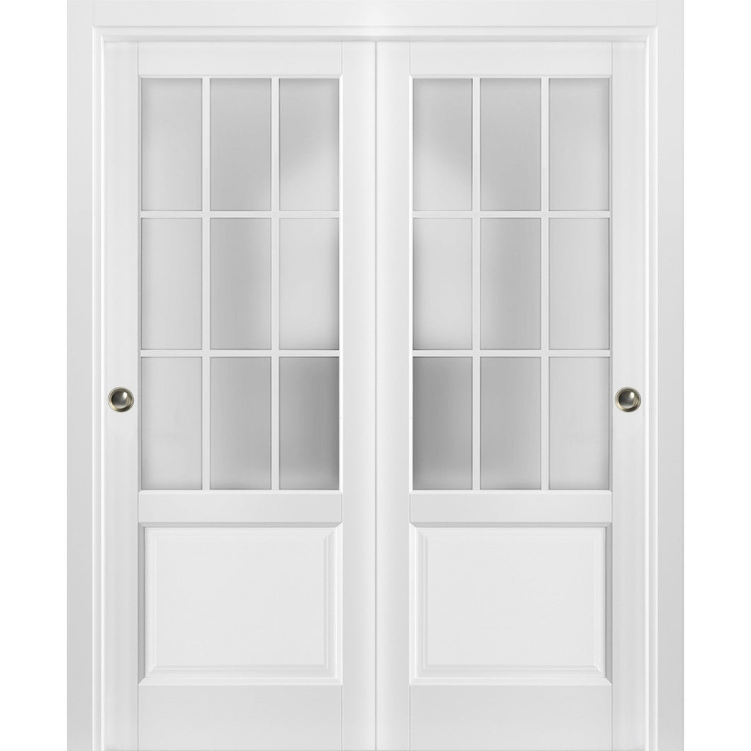 Sliding Closet Bypass Doors 9 Lites | Felicia 3309 | White Silk