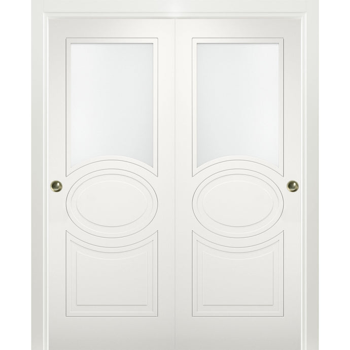 Sliding Closet Opaque Glass Bypass Doors | Mela 7012 | Matte White