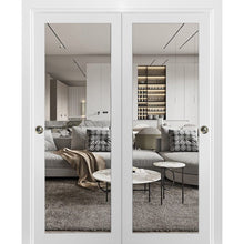 Load image into Gallery viewer, Sliding Closet Bypass Doors with Hardware | Planum 2102 | White Silk - Clear Glass) 36’’ x 80’’ (2* 18x80) - Home