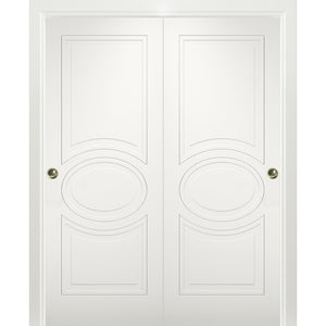 Sliding Closet Bypass Doors | Mela 7001 | Matte White - 36’’ x 80’’ (2* 18x80) - Home