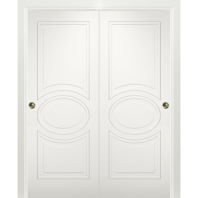 Sliding Closet Bypass Doors | Mela 7001 | Matte White - 36’’ x 80’’ (2* 18x80) - Home