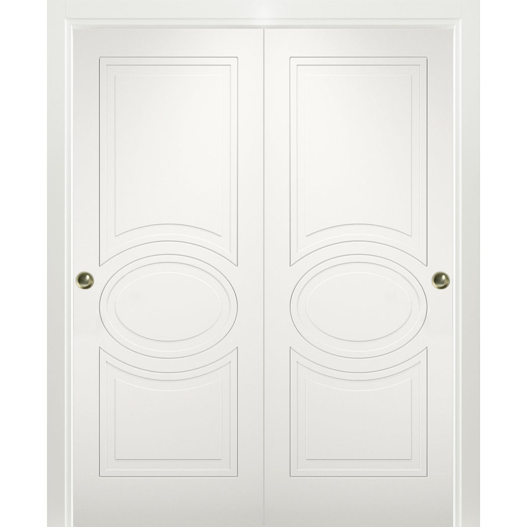 Sliding Closet Bypass Doors | Mela 7001 | Matte White - 36’’ x 80’’ (2* 18x80) - Home