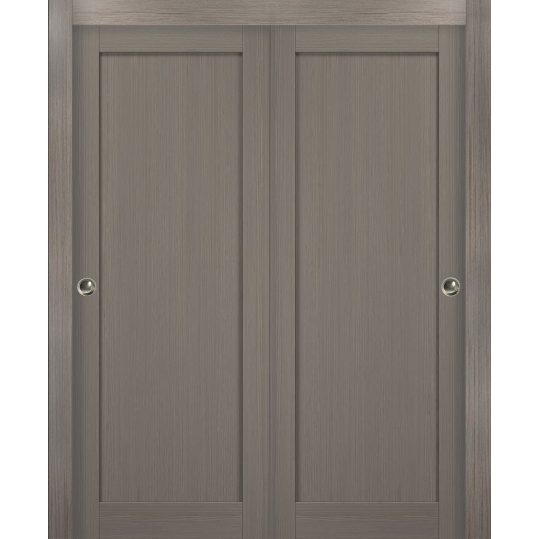 Sliding Closet Bypass Doors with Hardware | Quadro 4111 | Grey Ash