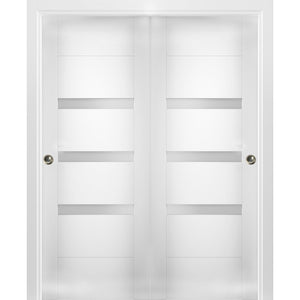 Sliding Closet Opaque Glass Bypass Doors | Sete 6900 | White Silk