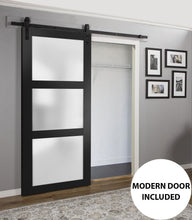 Load image into Gallery viewer, Slab Barn Door Panel Frosted Glass | Lucia 2552 | Black Matte - 18’’ x 80’’ - Doors