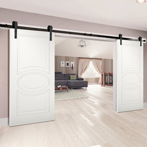 Modern Double Barn Door | Mela 7001 | Matte White - Doors