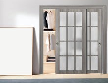 Load image into Gallery viewer, Sliding Closet 12 Lites Bypass Doors | Felicia 3312 | Ginger Ash