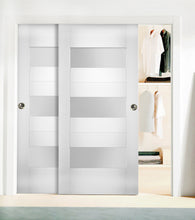 Load image into Gallery viewer, Sliding Closet Opaque Glass Bypass Doors | Sete 6003 | White Silk