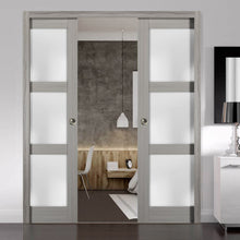 Load image into Gallery viewer, Sliding French Double Pocket Doors | Lucia 2552 | Gray Ash