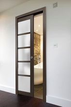 Load image into Gallery viewer, Sliding French Pocket Door Frosted Glass | Quadro 4002 | Chocolate Ash