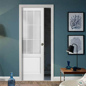 Sliding French Pocket Door Frosted Glass | Felicia 3309 | White Silk