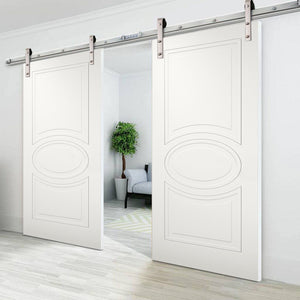 Modern Double Barn Door | Mela 7001 | Matte White - Doors