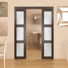 Load image into Gallery viewer, Sliding French Double Pocket Doors | Lucia 2552 | Chocolate Ash