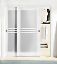Load image into Gallery viewer, Sliding French Double Pocket Doors Opaque Glass | Mela 7222 | White Silk
