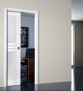 Sliding Pocket Door Opaque Glass | Mela 7222 | White Silk