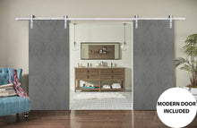 Load image into Gallery viewer, Sturdy Double Barn Door with Hardware | Planum 0010 | Concrete - Home Doors