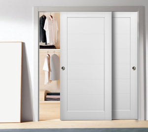 Sliding Closet Bypass Doors with hardware | Quadro 4115 | White Silk - 36’’ x 80’’ (2* 18x80) - Home