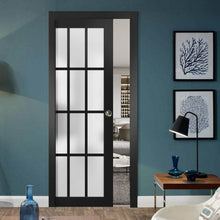 Load image into Gallery viewer, Sliding French Pocket Door Frosted Glass 12 Lites | Felicia 3312 | Matte Black