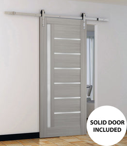 Sturdy Barn Door Frosted Glass | Quadro 4088 | Grey Ash