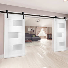 Load image into Gallery viewer, Modern Double Barn Door | Sete 6933 | White Silk