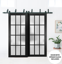 Load image into Gallery viewer, Sliding Closet 12 Lites Frosted Glass Barn Bypass Doors | Felicia 3312 | Matte Black