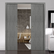 Load image into Gallery viewer, Sliding French Double Pocket Doors | Planum 0010 | Concrete