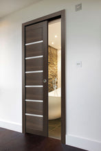 Load image into Gallery viewer, Sliding French Pocket Door Frosted Glass | Quadro 4088 | Chocolate Ash