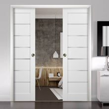 Load image into Gallery viewer, French Double Pocket Doors | Quadro 4117 | White Silk