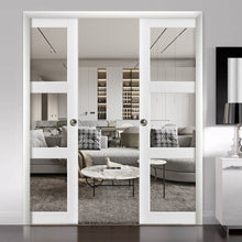 Load image into Gallery viewer, Sliding French Double Pocket Doors Clear Glass | Lucia 2555 | Matte White