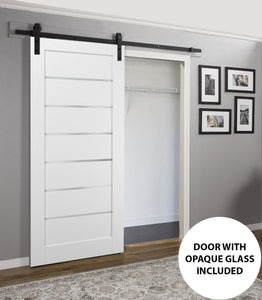 Sliding Barn Door Frosted Opaque Glass | Quadro 4117 | White Silk