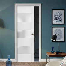 Load image into Gallery viewer, Sliding French Pocket Door Frosted Glass | Lucia 4070 | White Silk