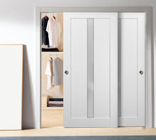 Load image into Gallery viewer, Sliding Closet Bypass Doors Frosted Opaque Glass | Quadro 4112 | White Silk - Home