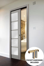 Load image into Gallery viewer, Sliding French Pocket Door Frosted Glass | Quadro 4002 | Grey Ash