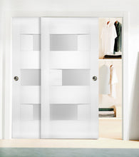 Load image into Gallery viewer, Sliding Closet Opaque Glass Bypass Doors | Sete 6933 | White Silk