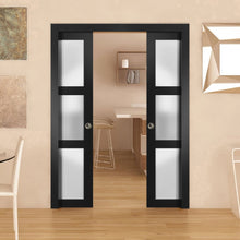 Load image into Gallery viewer, Sliding French Double Pocket Doors | Lucia 2552 | Matte Black